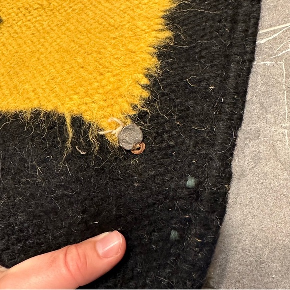 Bundle of wool rugs vintage mustard yellow black boho western runner woven - Picture 9 of 10